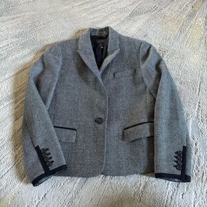 J. Crew wool blazer black white  Mini Dot Single Button preppy Career Jacket 2